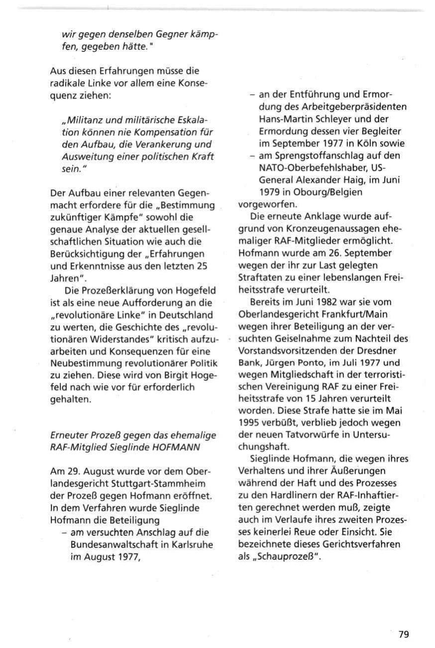 Seite 79 des Verfassungsschutzbericht 1995 Niedersachsen