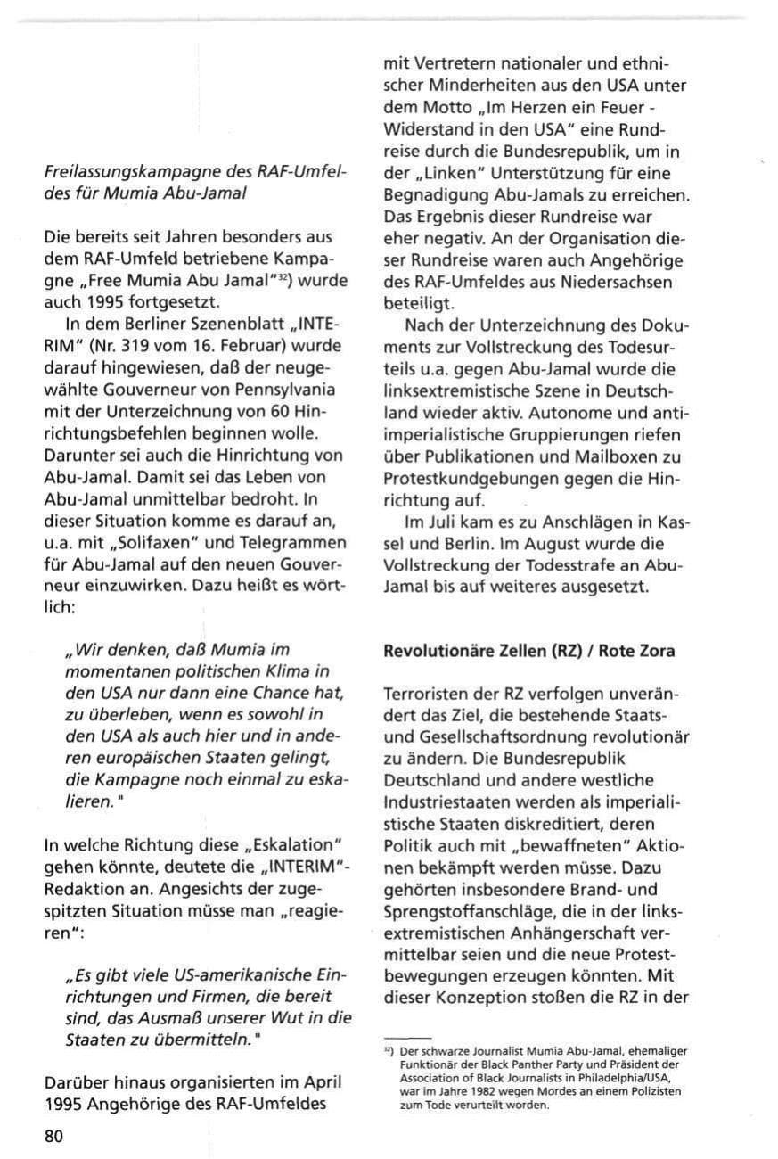 Seite 80 des Verfassungsschutzbericht 1995 Niedersachsen