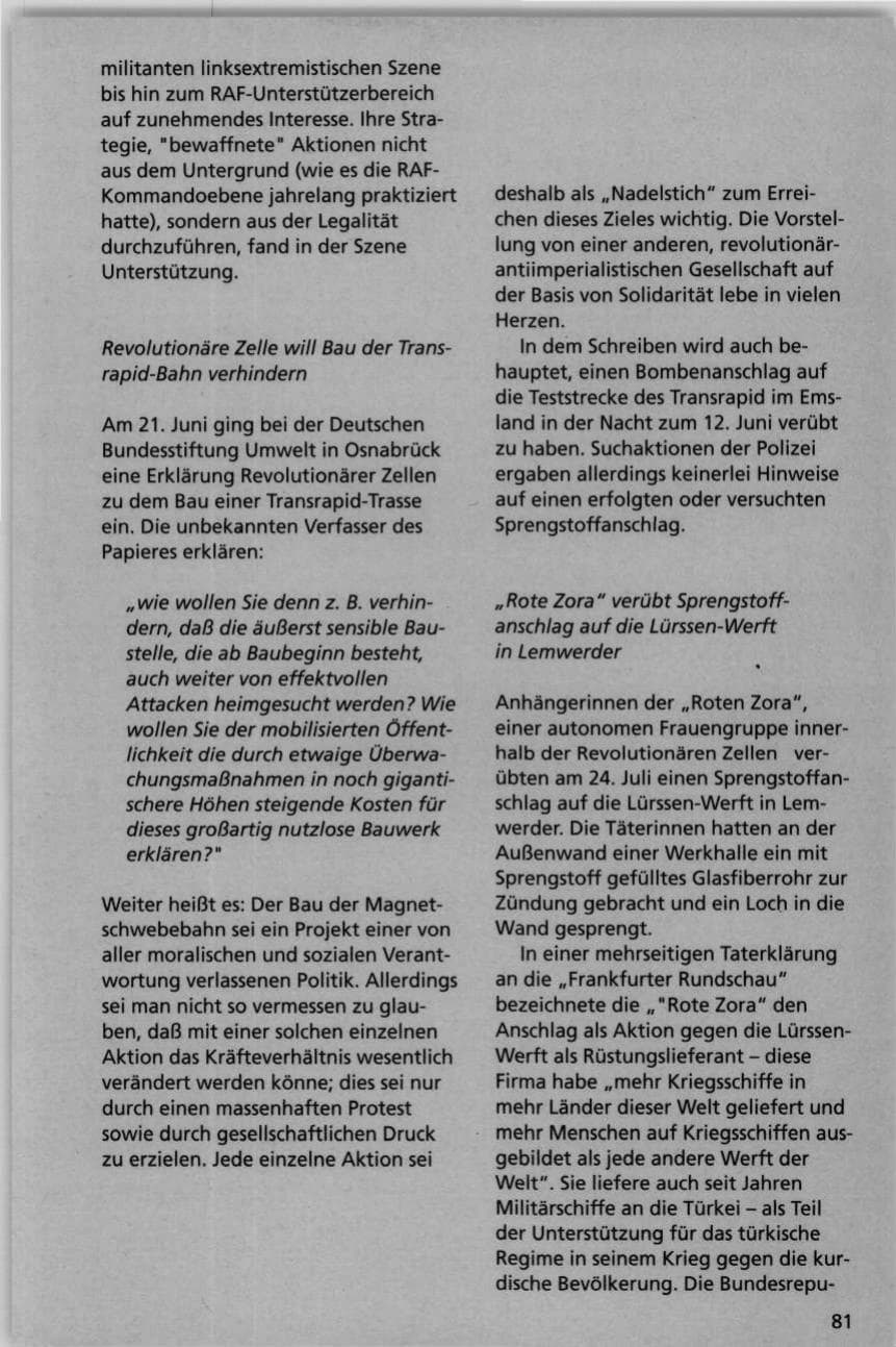 Seite 81 des Verfassungsschutzbericht 1995 Niedersachsen