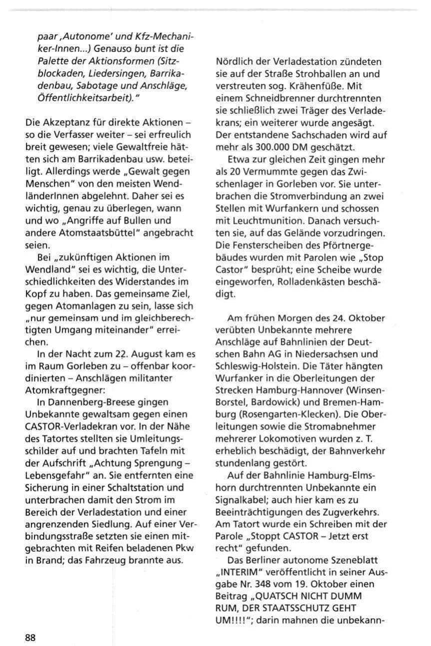 Seite 88 des Verfassungsschutzbericht 1995 Niedersachsen