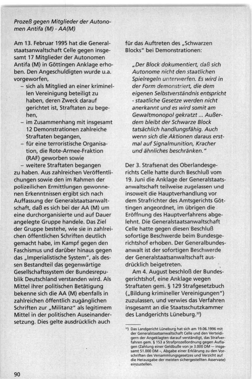 Seite 90 des Verfassungsschutzbericht 1995 Niedersachsen