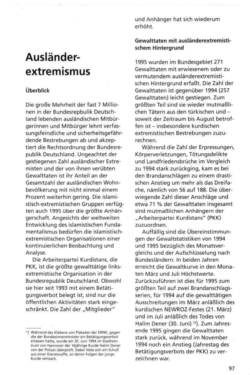 Seite 97 des Verfassungsschutzbericht 1995 Niedersachsen