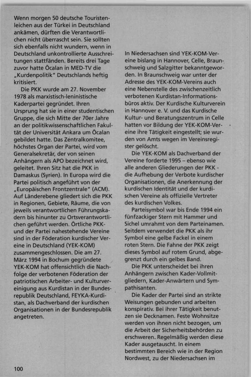 Seite 100 des Verfassungsschutzbericht 1995 Niedersachsen