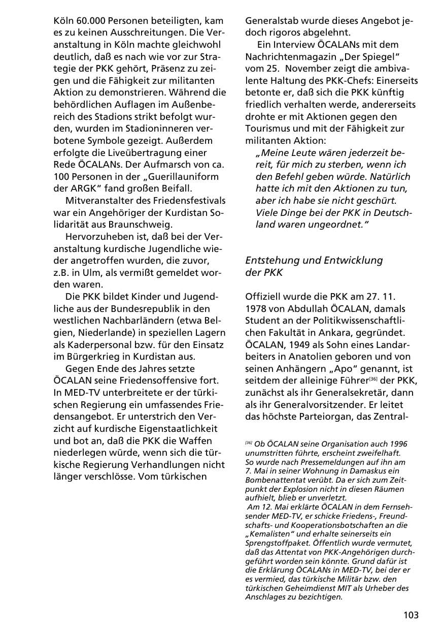 Seite 102 des Verfassungsschutzbericht 1996 Niedersachsen