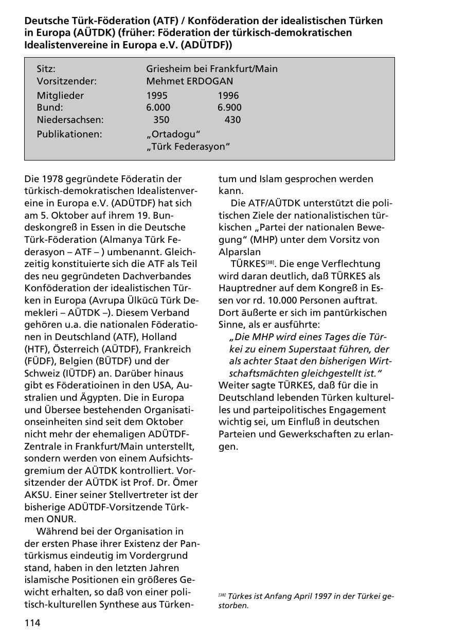 Seite 113 des Verfassungsschutzbericht 1996 Niedersachsen
