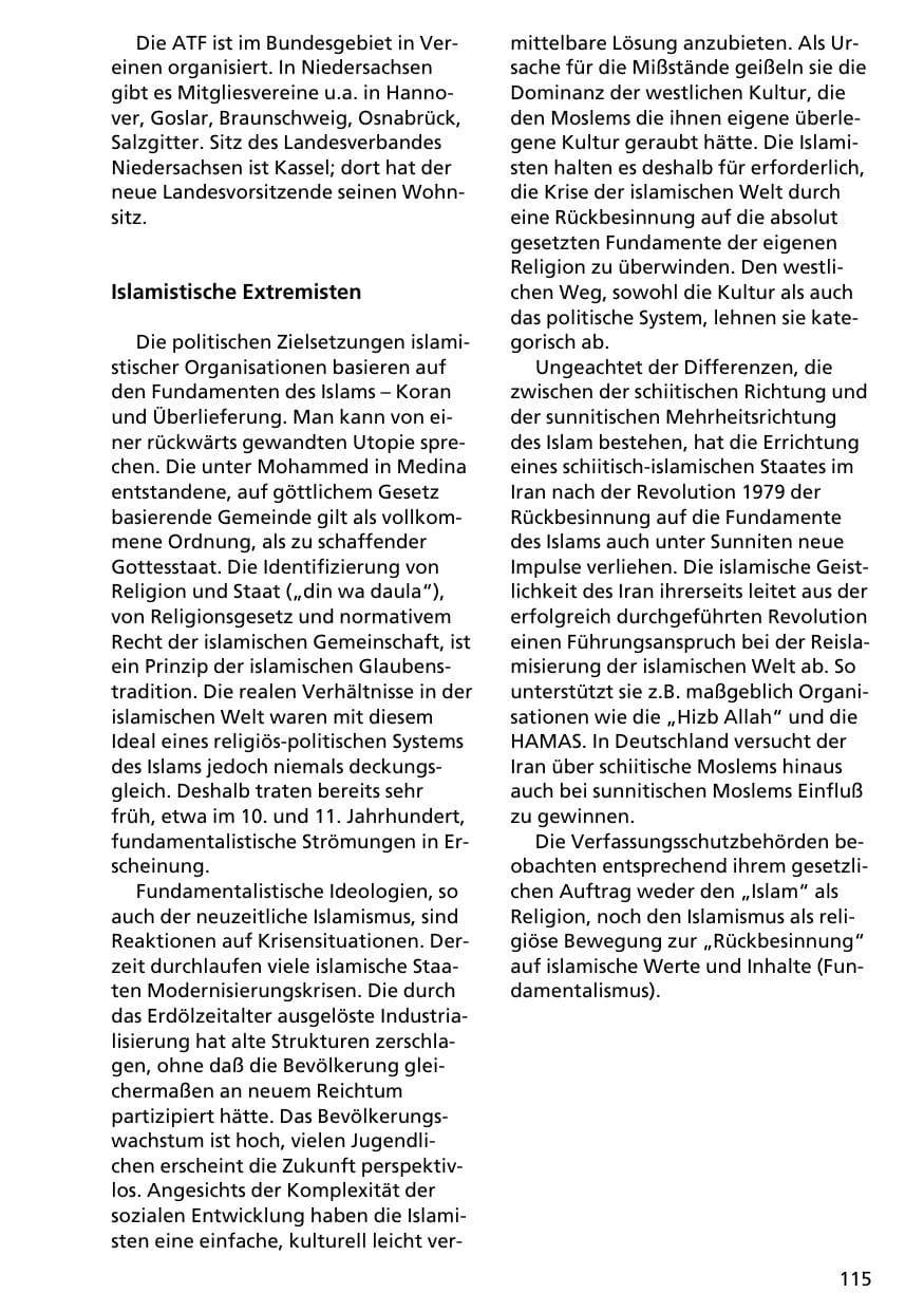 Seite 114 des Verfassungsschutzbericht 1996 Niedersachsen