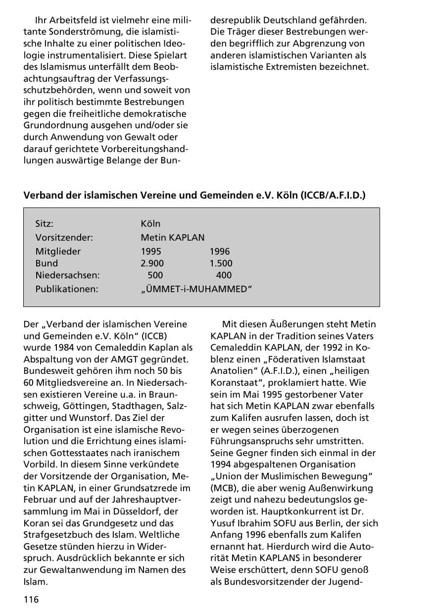 Seite 115 des Verfassungsschutzbericht 1996 Niedersachsen
