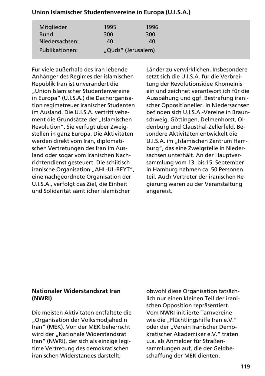 Seite 118 des Verfassungsschutzbericht 1996 Niedersachsen