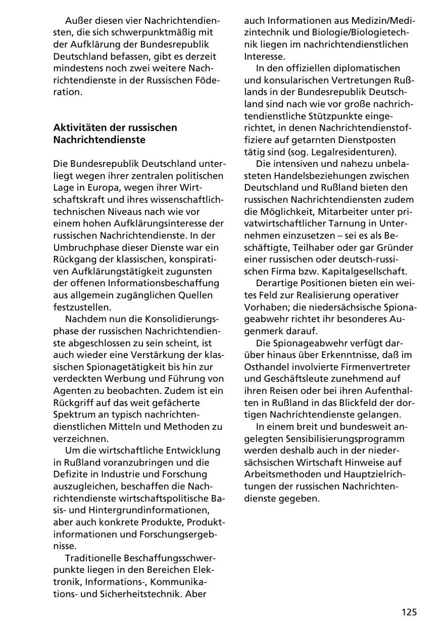 Seite 124 des Verfassungsschutzbericht 1996 Niedersachsen