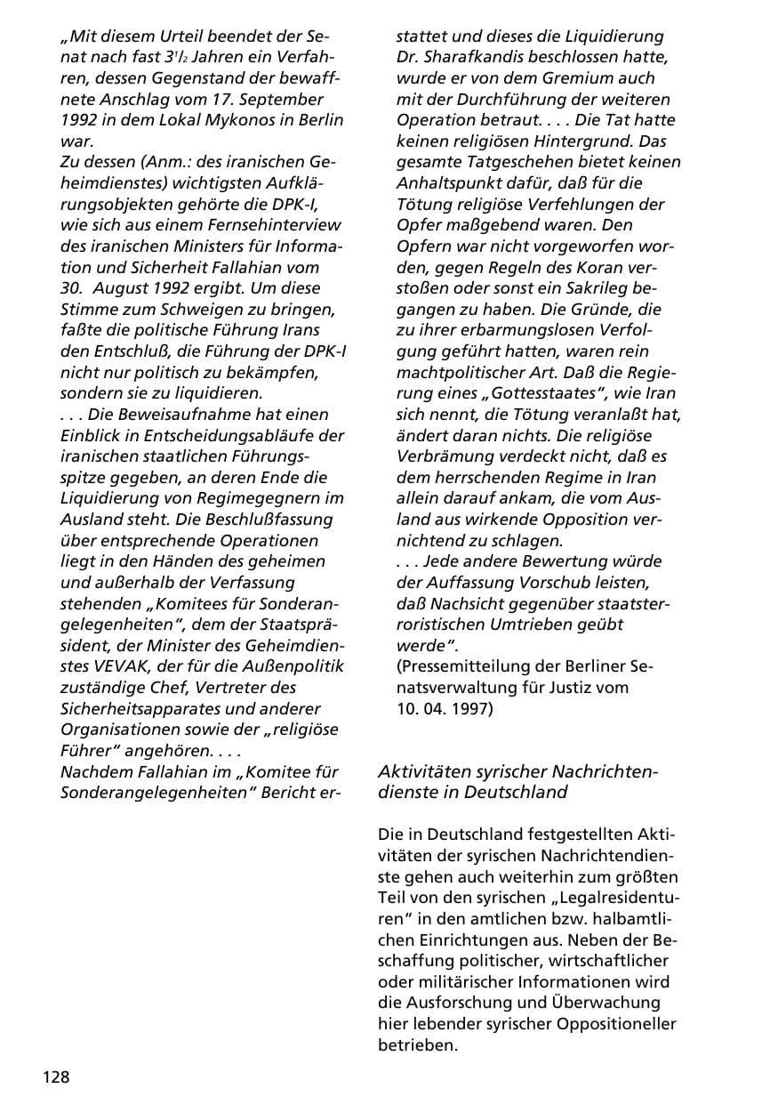 Seite 127 des Verfassungsschutzbericht 1996 Niedersachsen