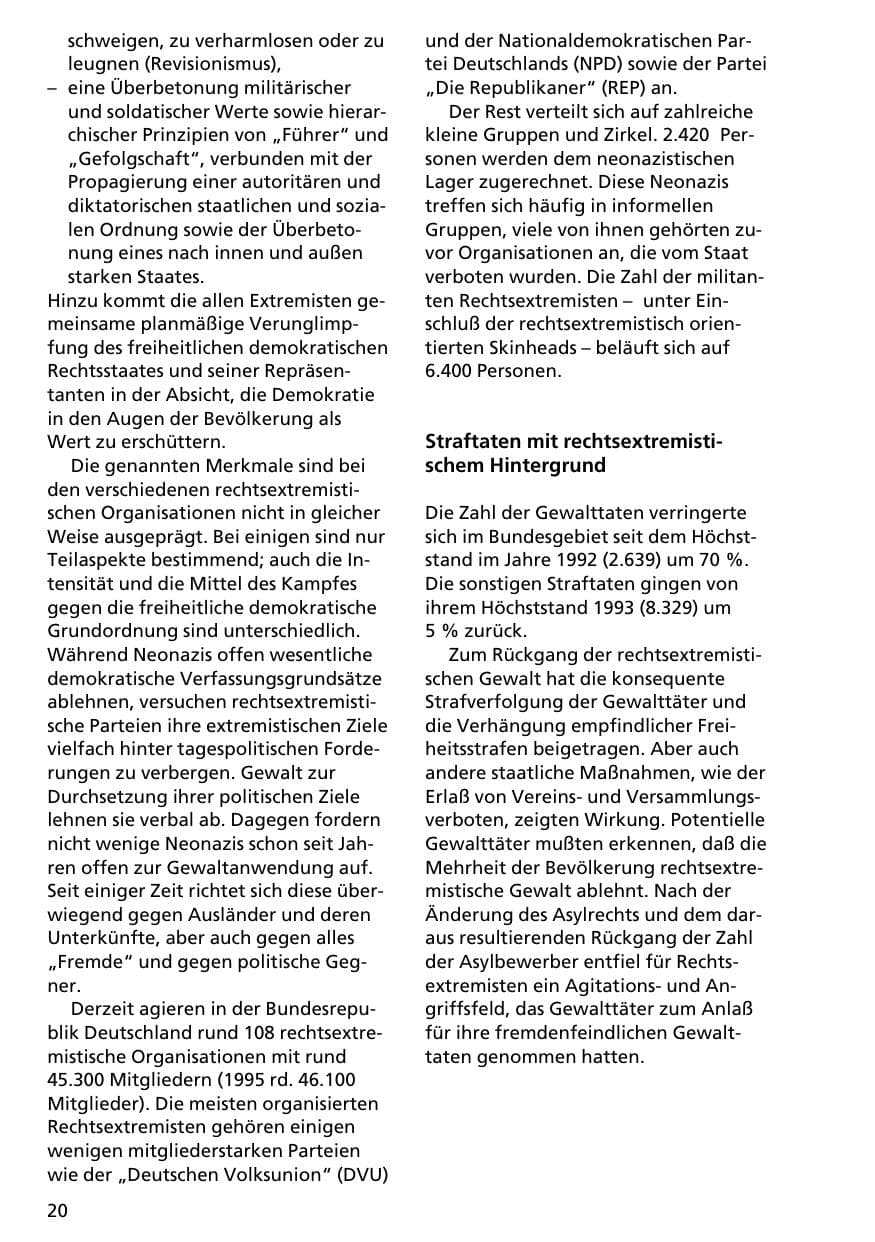 Seite 19 des Verfassungsschutzbericht 1996 Niedersachsen