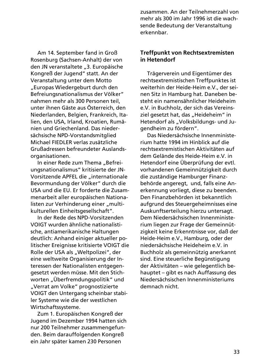 Seite 32 des Verfassungsschutzbericht 1996 Niedersachsen