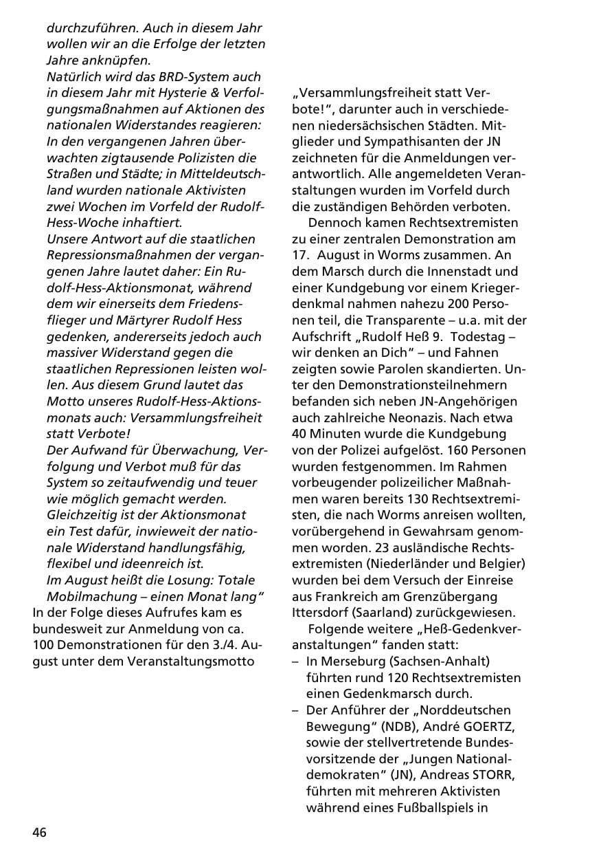 Seite 45 des Verfassungsschutzbericht 1996 Niedersachsen