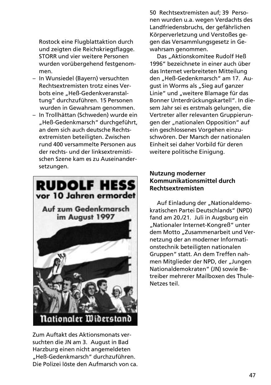 Seite 46 des Verfassungsschutzbericht 1996 Niedersachsen