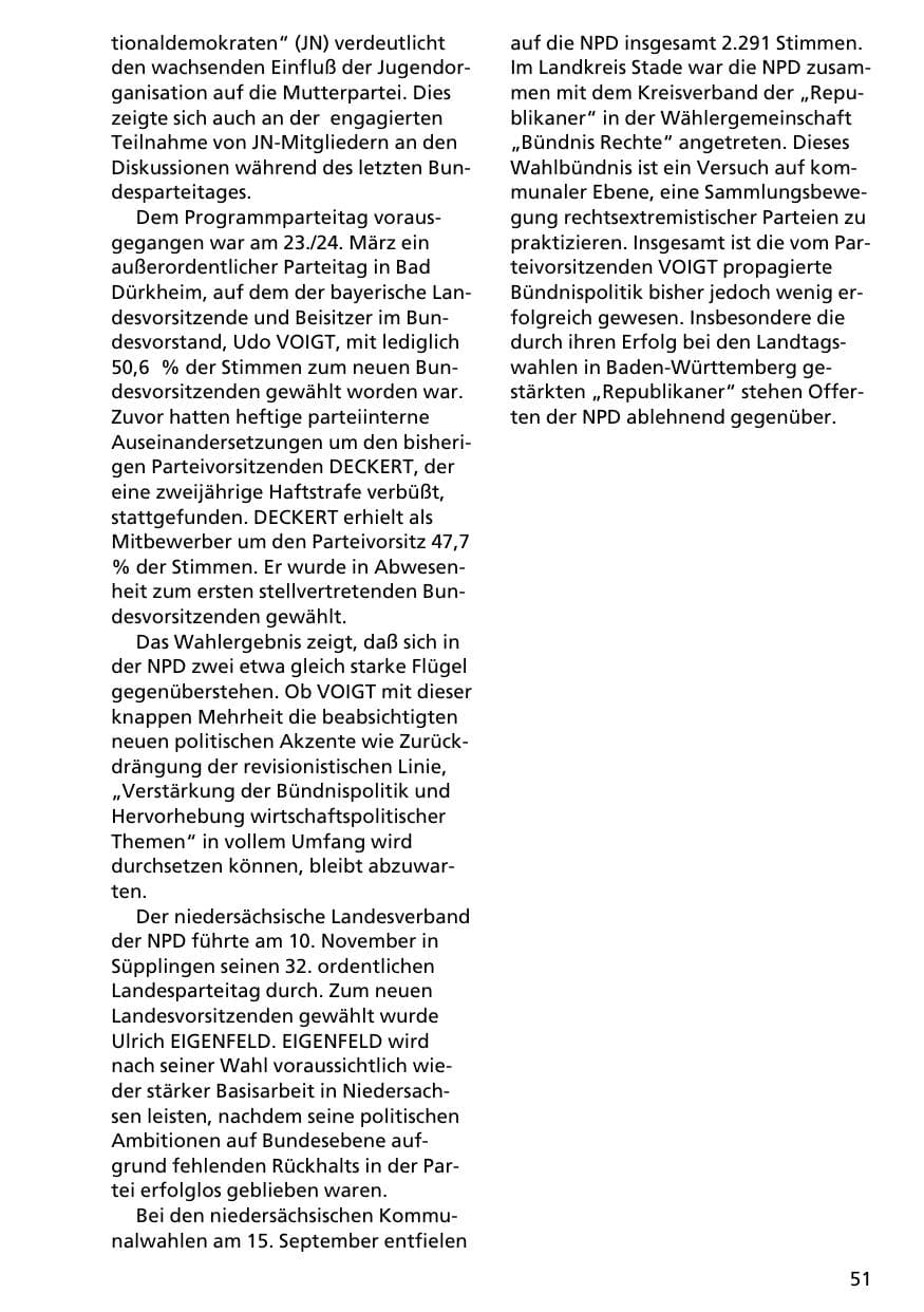 Seite 50 des Verfassungsschutzbericht 1996 Niedersachsen