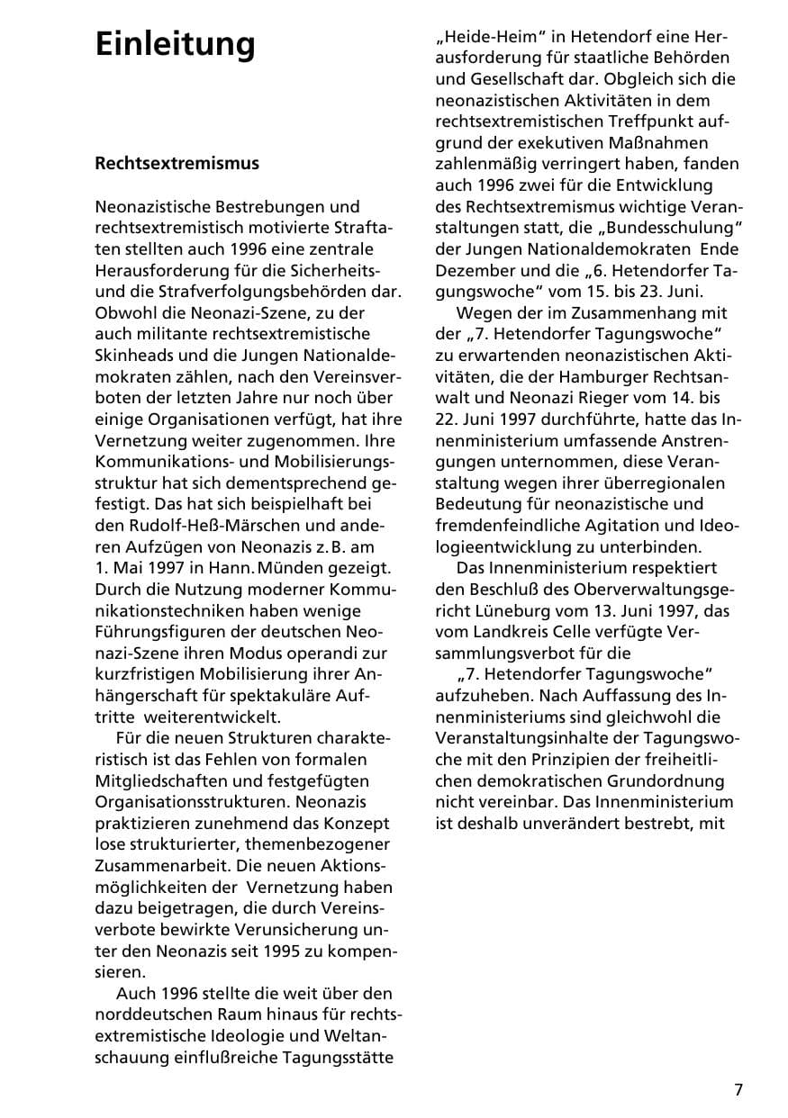 Seite 6 des Verfassungsschutzbericht 1996 Niedersachsen
