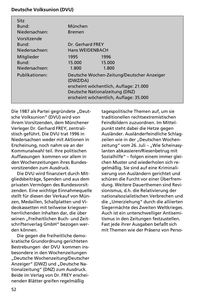 Seite 51 des Verfassungsschutzbericht 1996 Niedersachsen