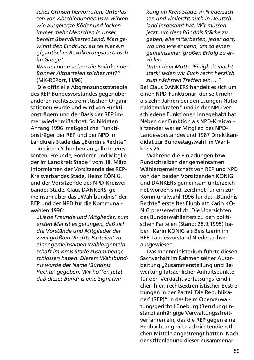 Seite 58 des Verfassungsschutzbericht 1996 Niedersachsen