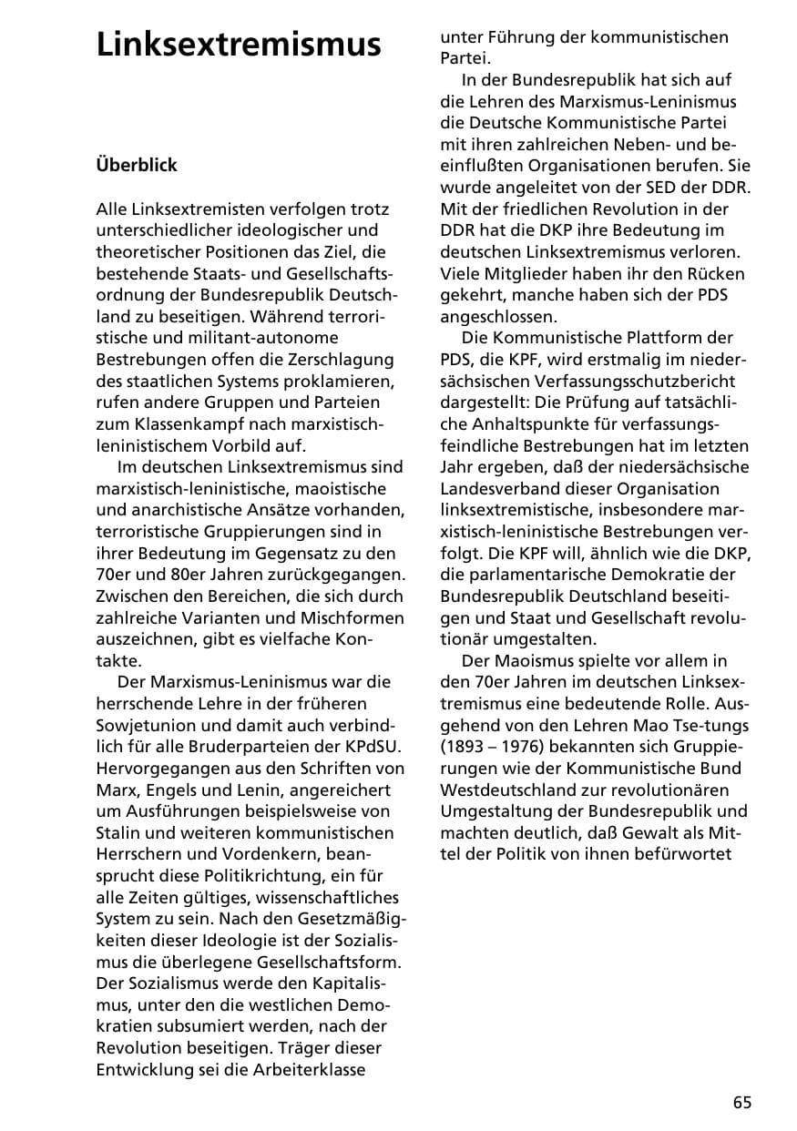 Seite 64 des Verfassungsschutzbericht 1996 Niedersachsen