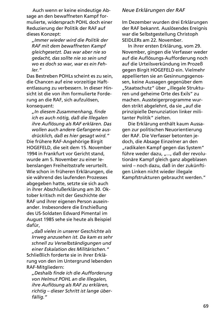 Seite 68 des Verfassungsschutzbericht 1996 Niedersachsen