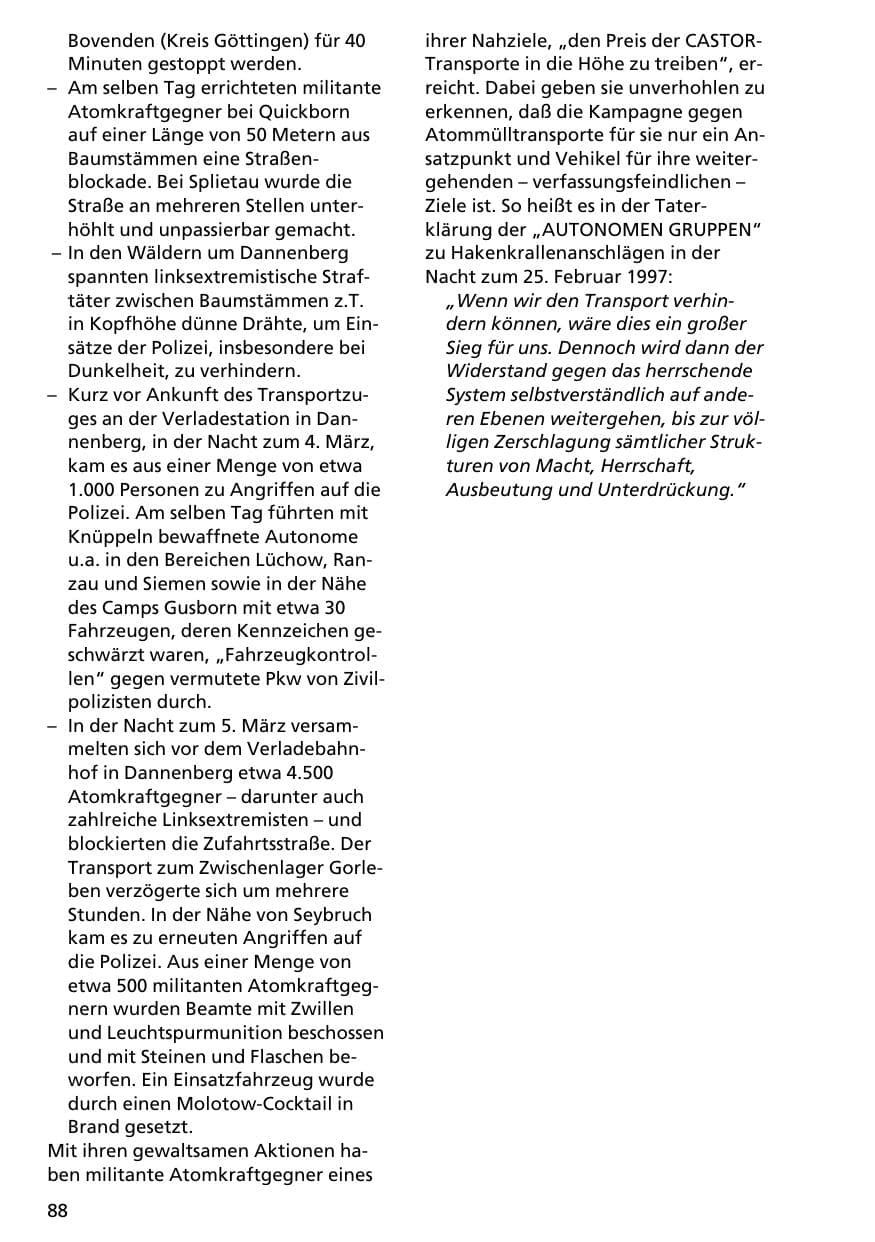 Seite 87 des Verfassungsschutzbericht 1996 Niedersachsen