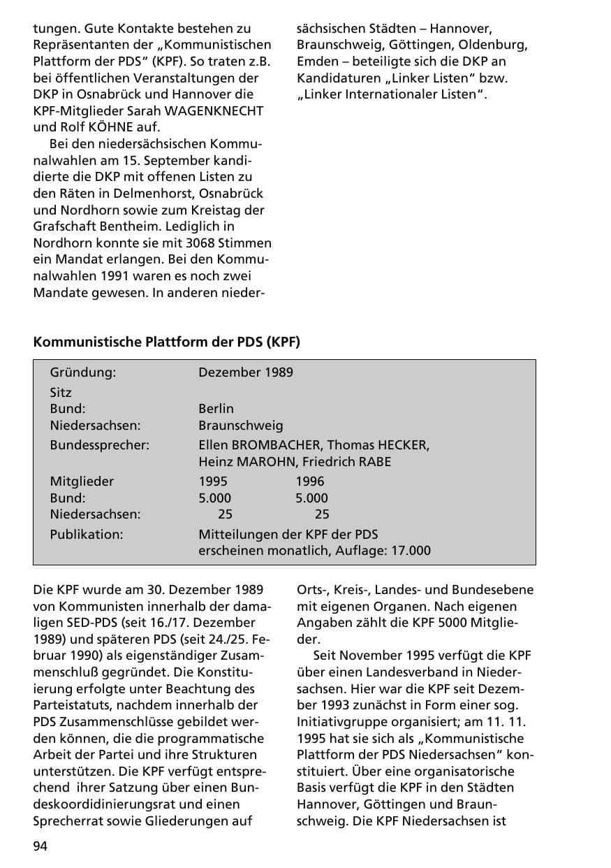 Seite 93 des Verfassungsschutzbericht 1996 Niedersachsen