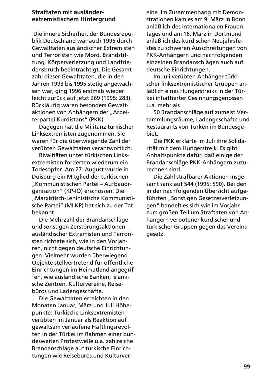 Seite 98 des Verfassungsschutzbericht 1996 Niedersachsen