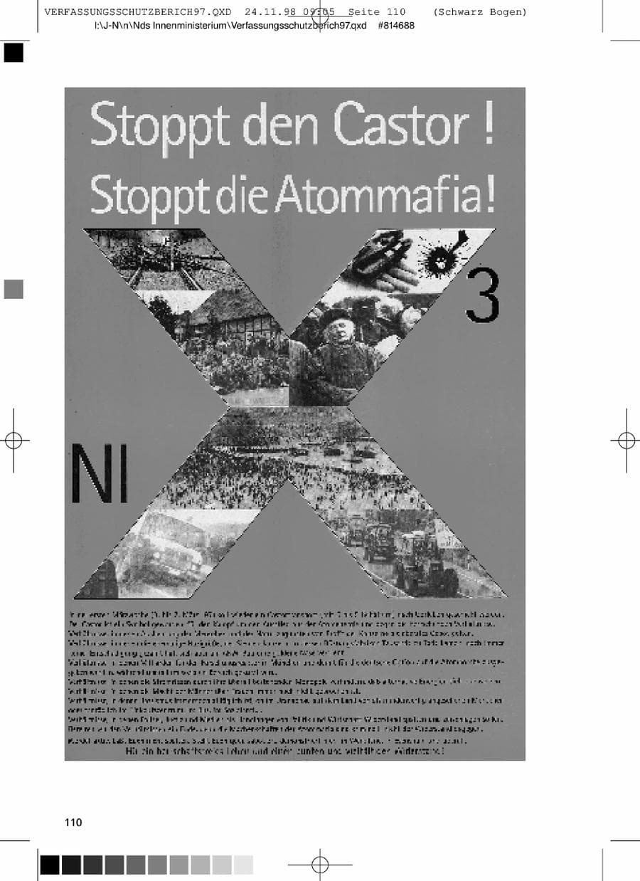 Seite 110 des Verfassungsschutzbericht 1997 Niedersachsen