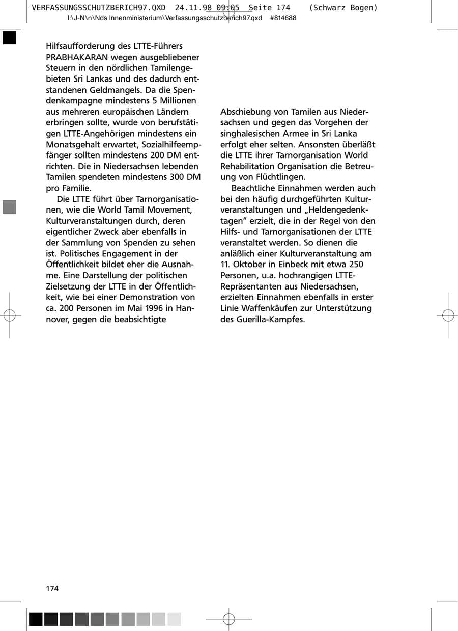 Seite 174 des Verfassungsschutzbericht 1997 Niedersachsen