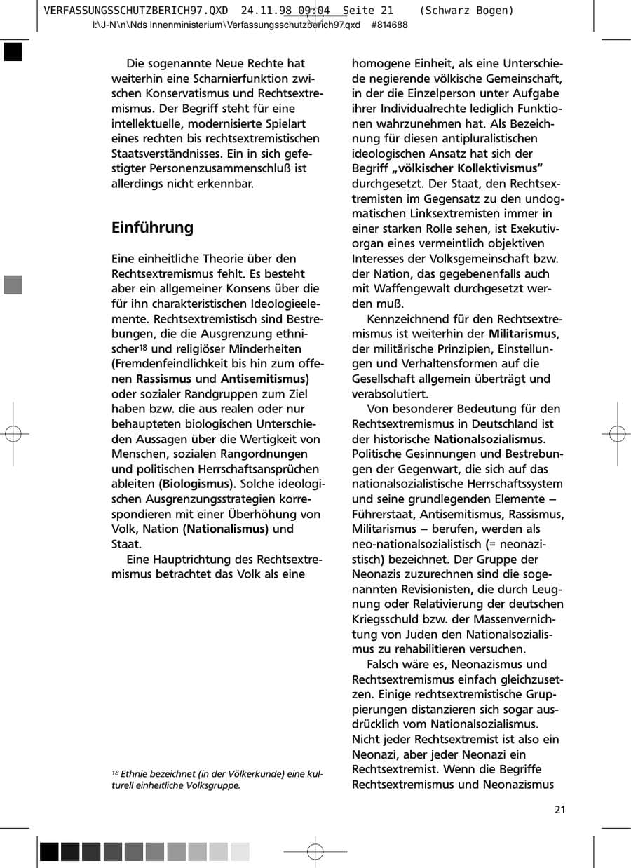 Seite 21 des Verfassungsschutzbericht 1997 Niedersachsen