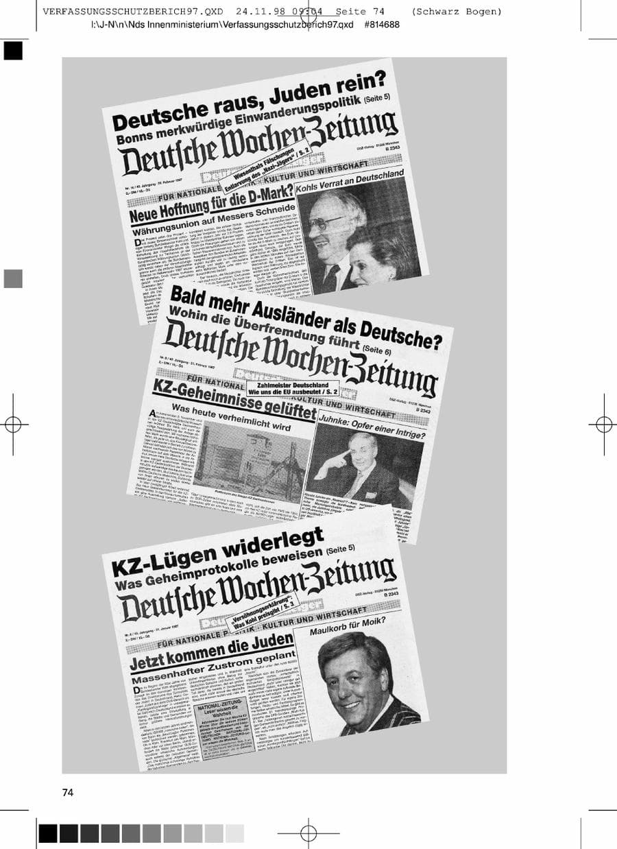 Seite 74 des Verfassungsschutzbericht 1997 Niedersachsen