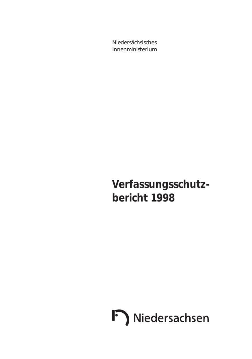 Seite 1 des Verfassungsschutzbericht 1998 Niedersachsen