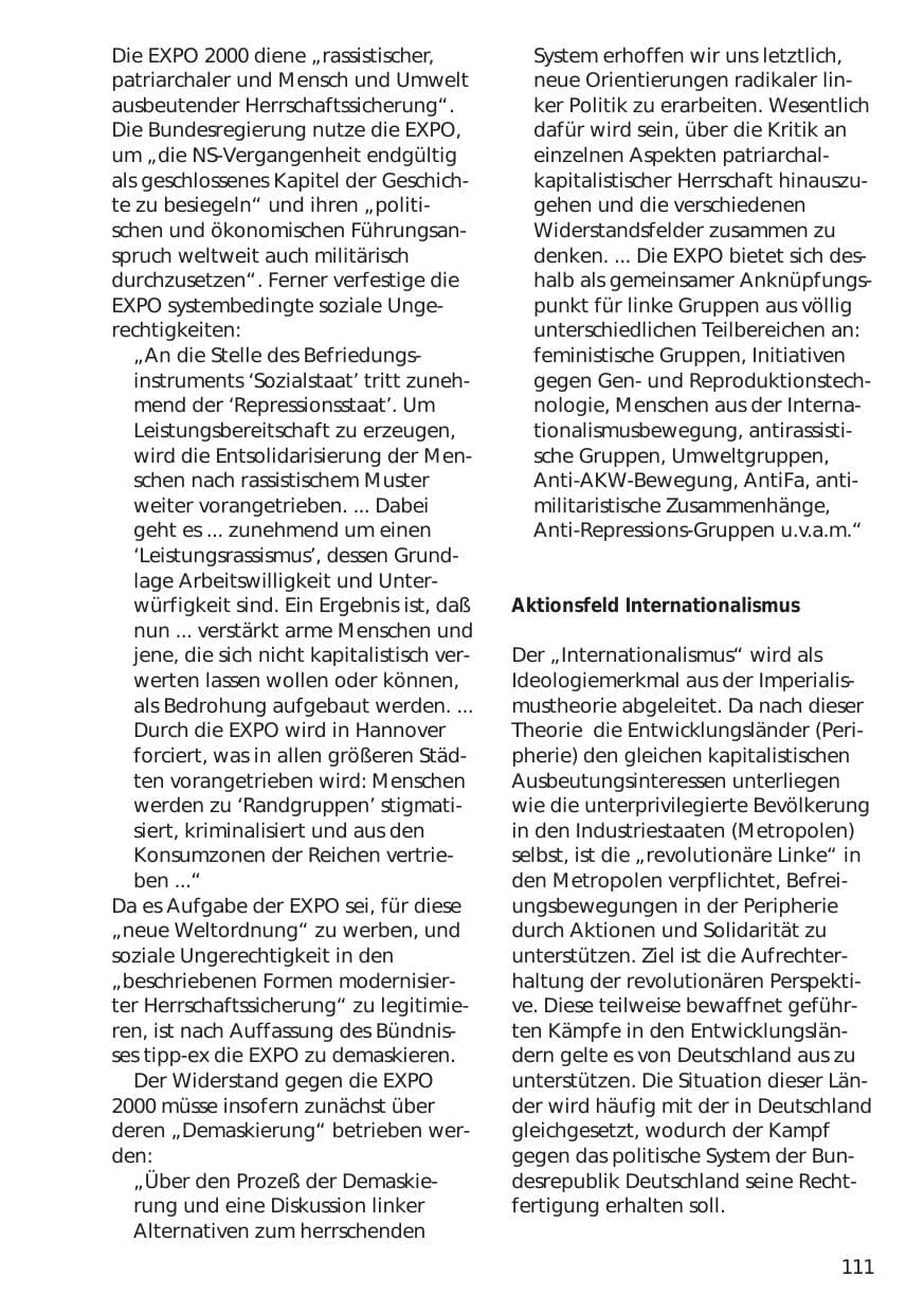 Seite 111 des Verfassungsschutzbericht 1998 Niedersachsen