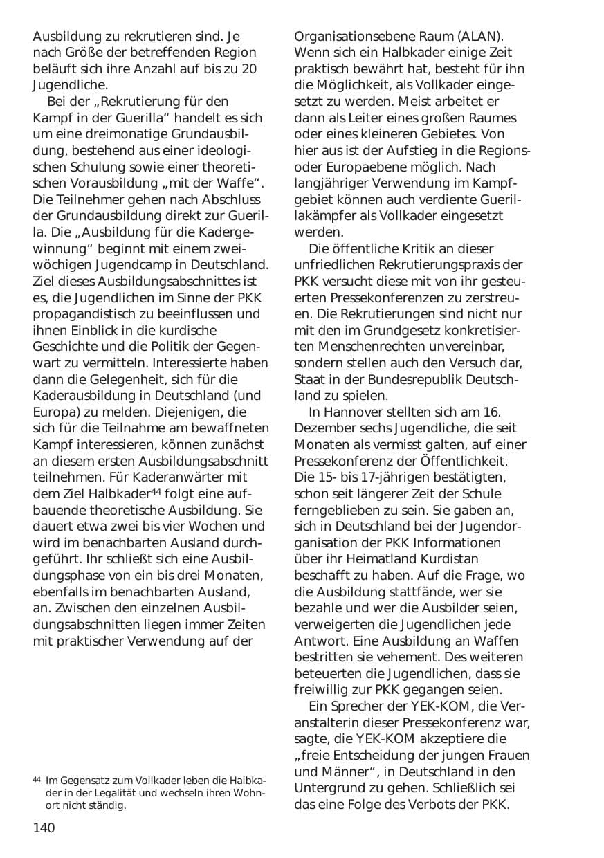 Seite 140 des Verfassungsschutzbericht 1998 Niedersachsen