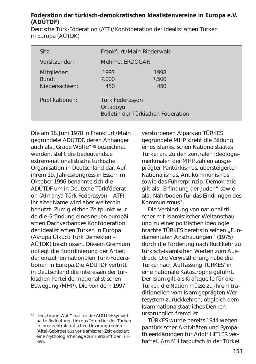 Seite 153 des Verfassungsschutzbericht 1998 Niedersachsen