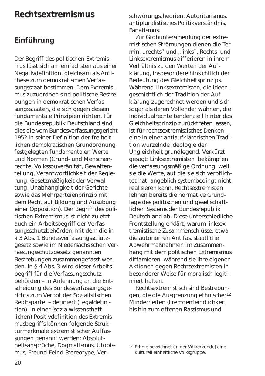 Seite 20 des Verfassungsschutzbericht 1998 Niedersachsen