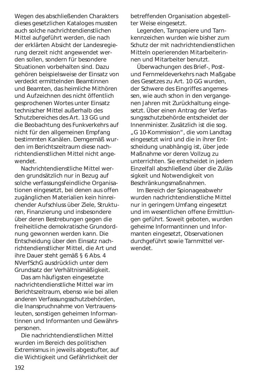 Seite 192 des Verfassungsschutzbericht 1998 Niedersachsen