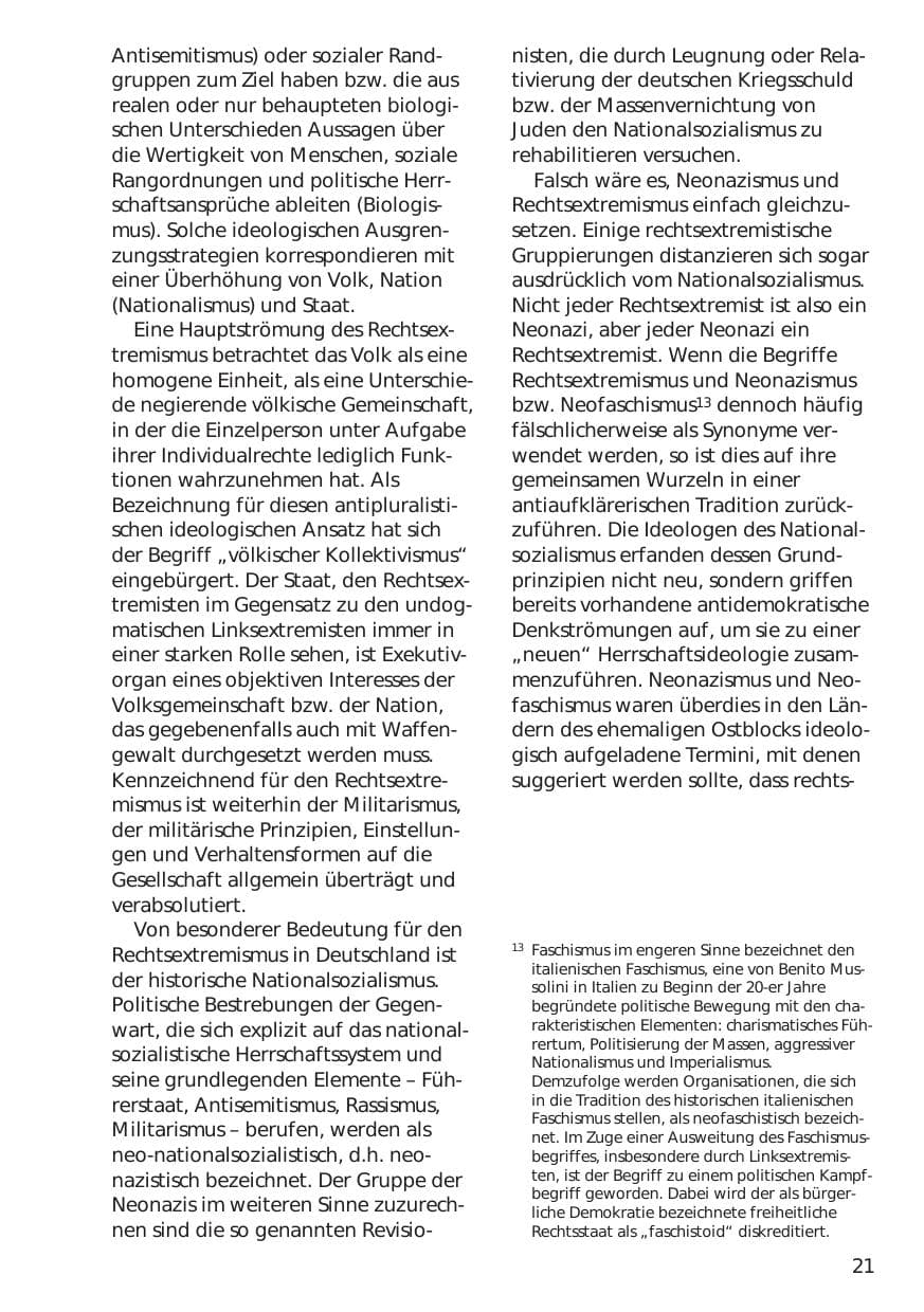 Seite 21 des Verfassungsschutzbericht 1998 Niedersachsen
