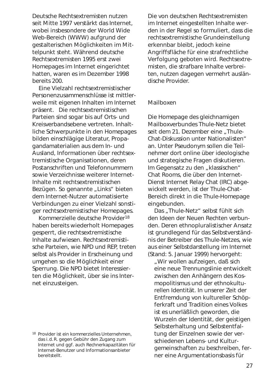 Seite 27 des Verfassungsschutzbericht 1998 Niedersachsen