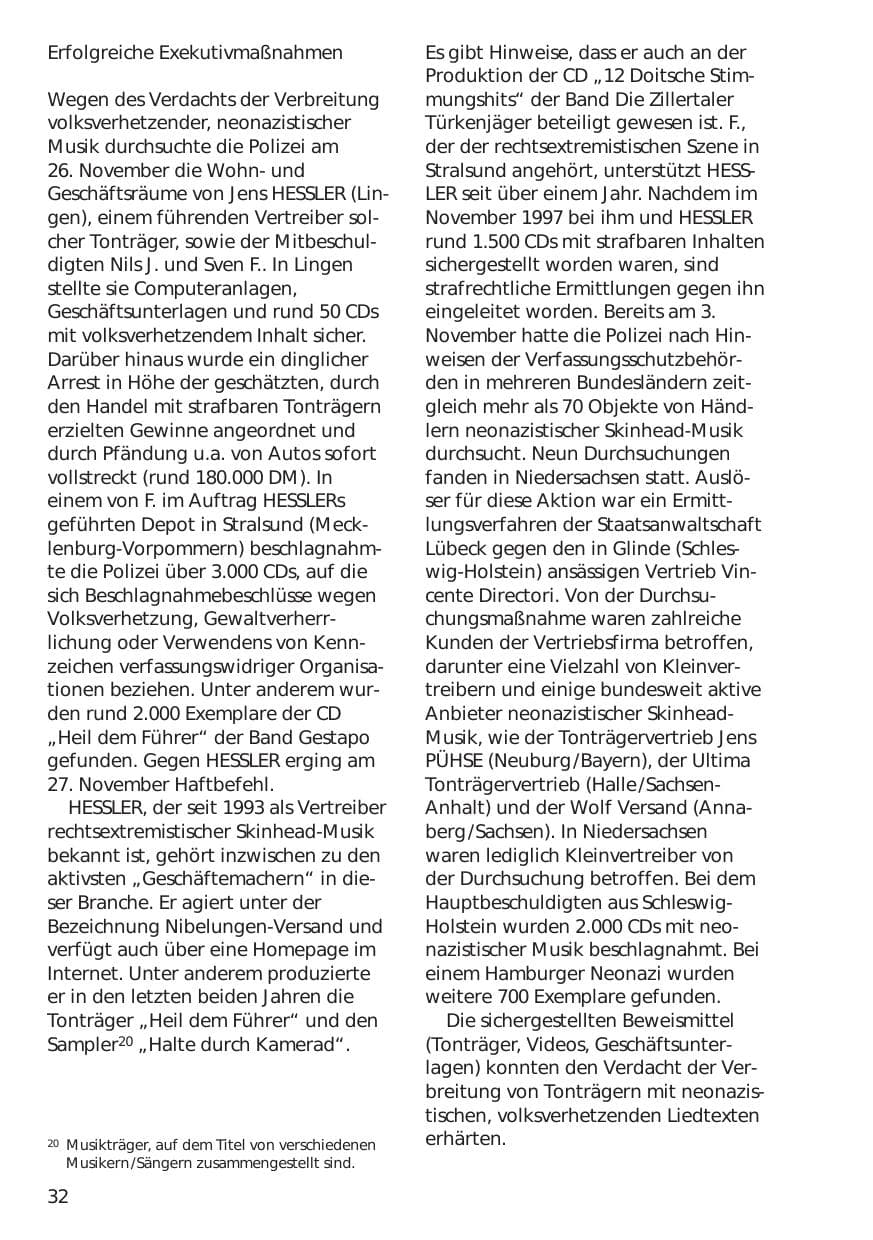 Seite 32 des Verfassungsschutzbericht 1998 Niedersachsen