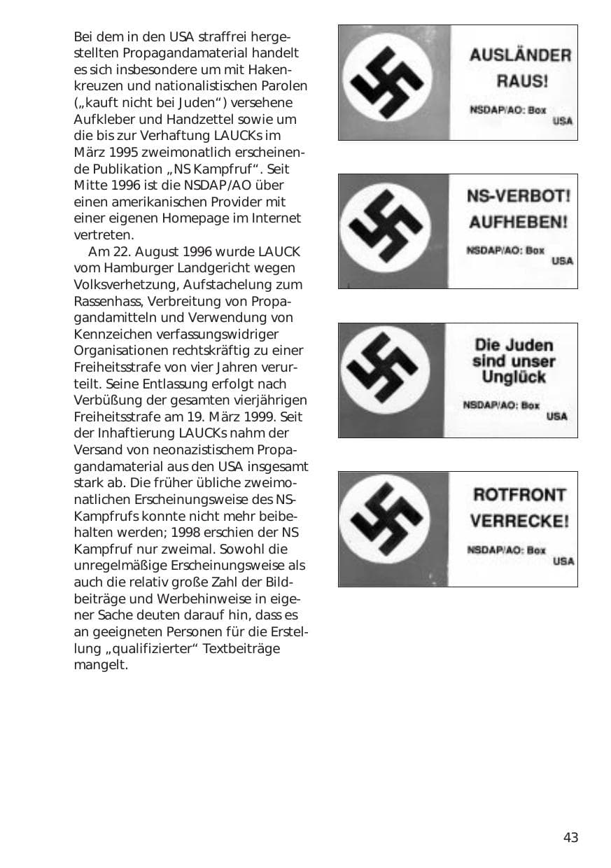 Seite 43 des Verfassungsschutzbericht 1998 Niedersachsen