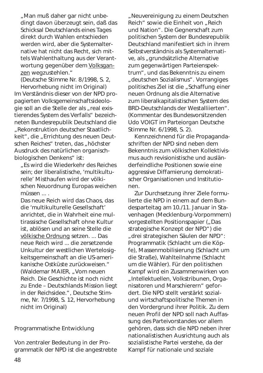 Seite 48 des Verfassungsschutzbericht 1998 Niedersachsen