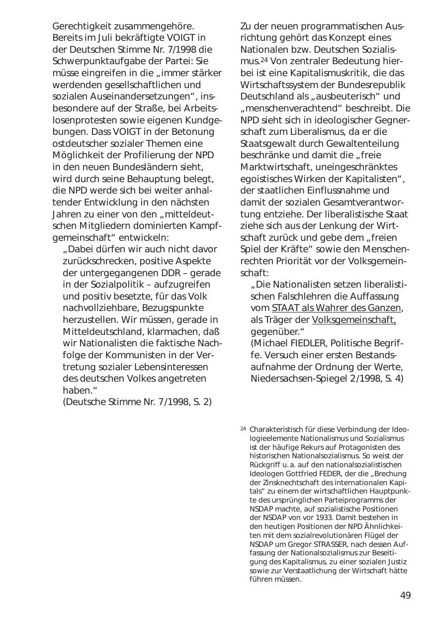 Seite 49 des Verfassungsschutzbericht 1998 Niedersachsen