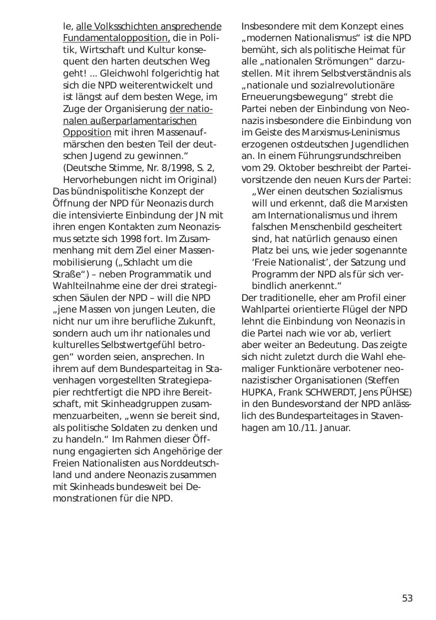 Seite 53 des Verfassungsschutzbericht 1998 Niedersachsen