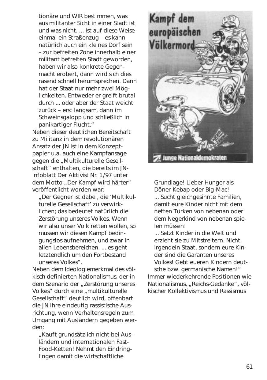 Seite 61 des Verfassungsschutzbericht 1998 Niedersachsen