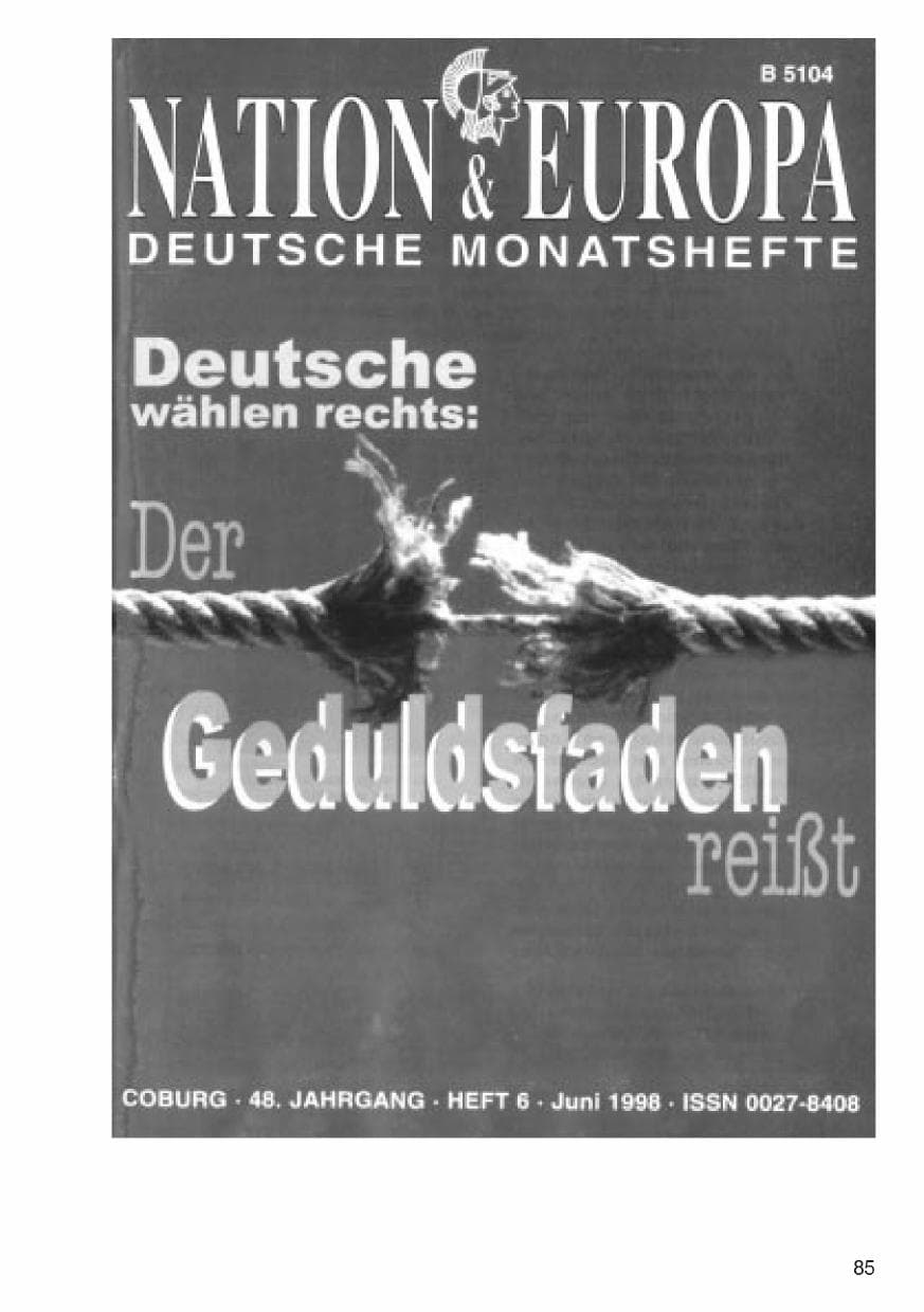 Seite 85 des Verfassungsschutzbericht 1998 Niedersachsen