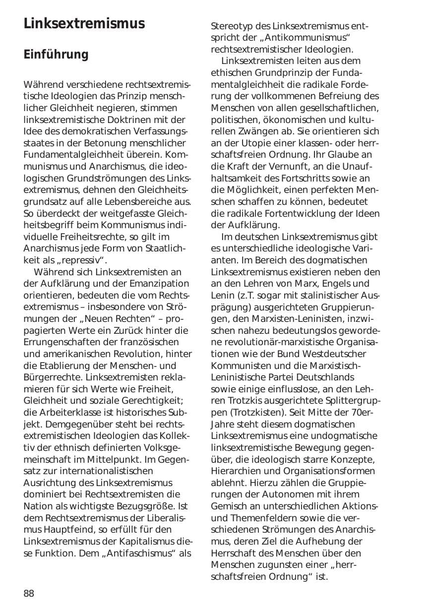 Seite 88 des Verfassungsschutzbericht 1998 Niedersachsen