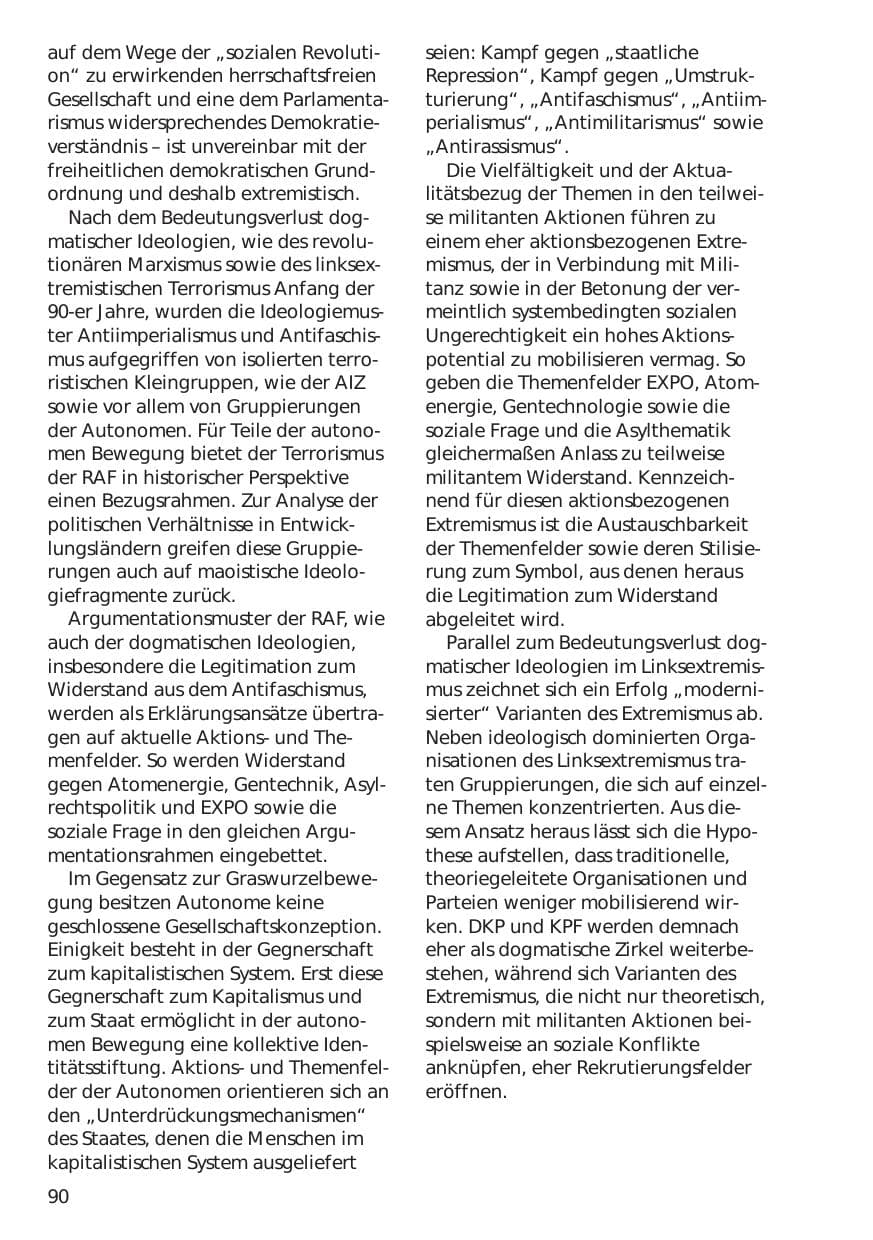 Seite 90 des Verfassungsschutzbericht 1998 Niedersachsen