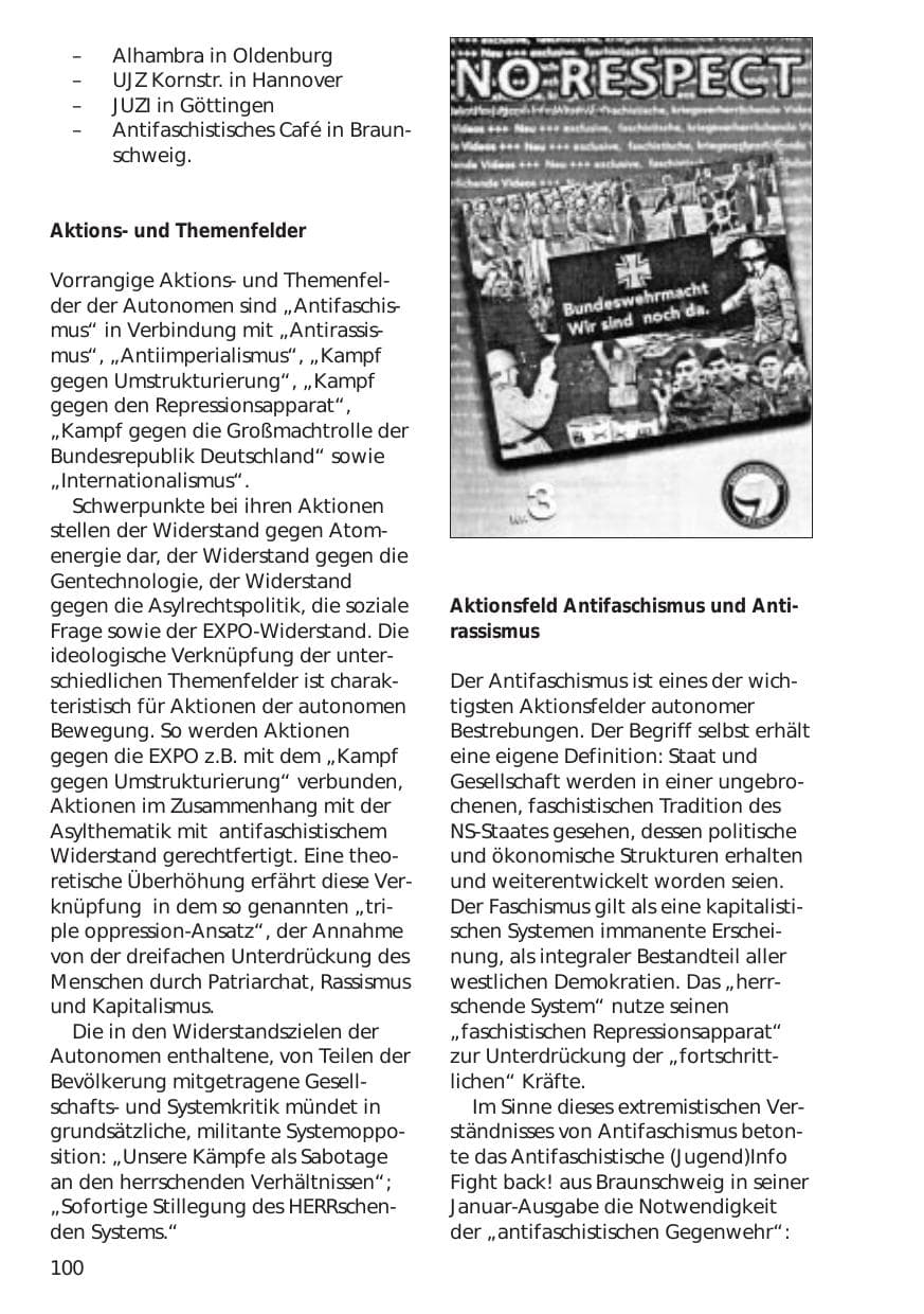 Seite 100 des Verfassungsschutzbericht 1998 Niedersachsen