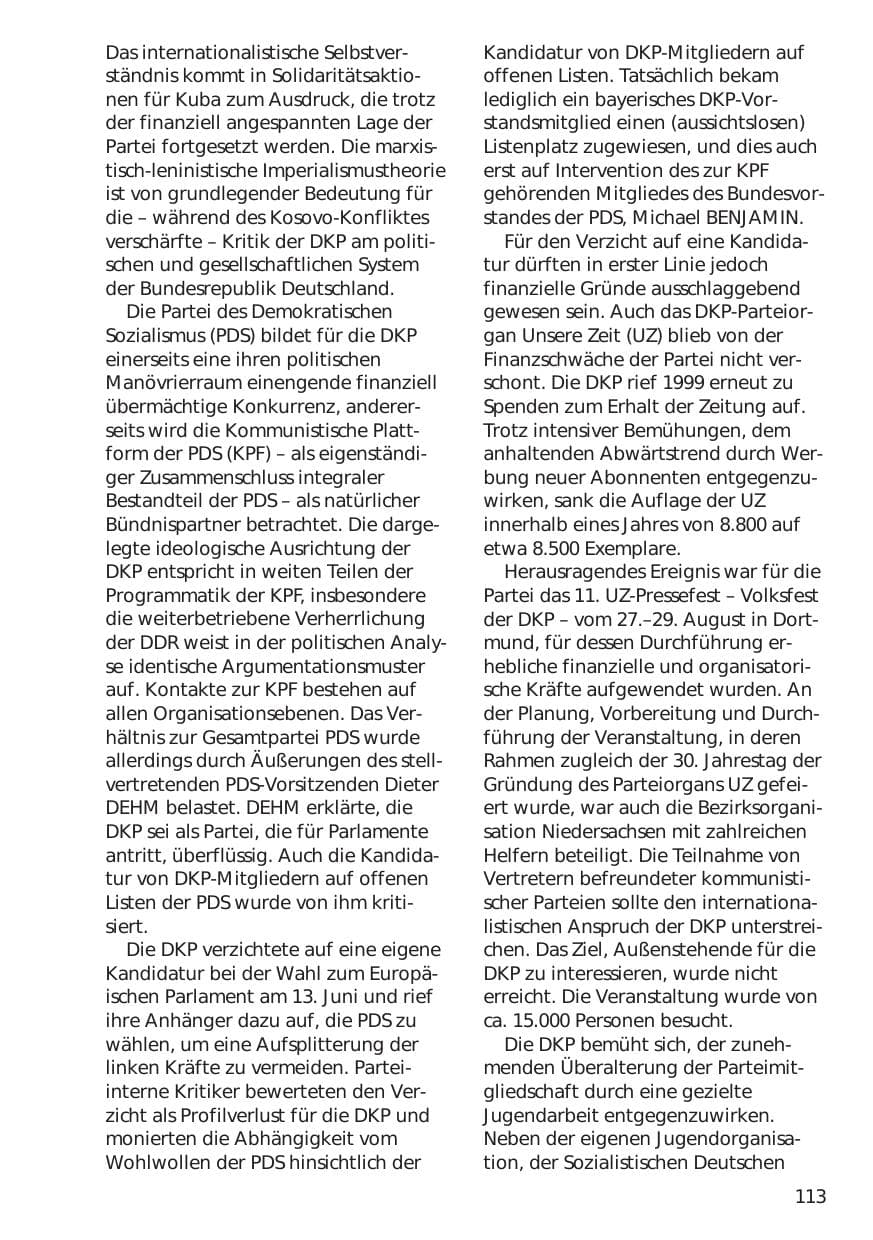 Seite 113 des Verfassungsschutzbericht 1999 Niedersachsen